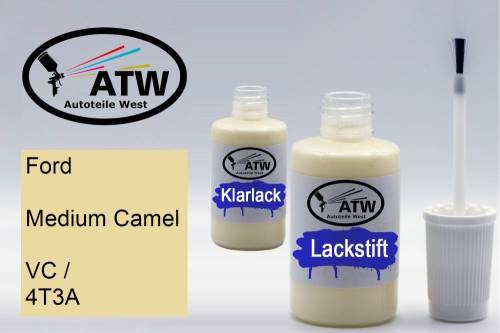 Ford, Medium Camel, VC / 4T3A: 20ml Lackstift + 20ml Klarlack - Set, von ATW Autoteile West.